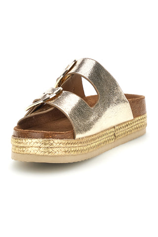Ciabatte oro con doppia fibbia Superga S11T627