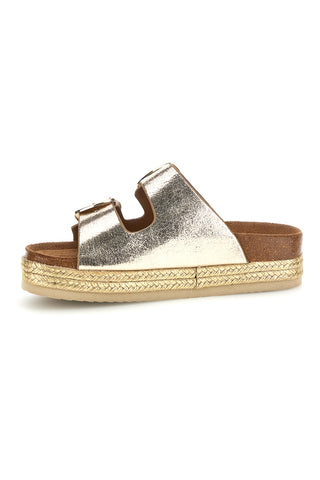 Ciabatte oro con doppia fibbia Superga S11T627