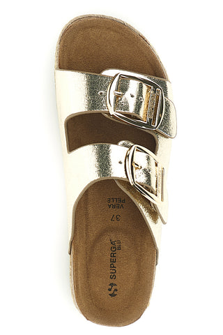 Ciabatte oro con doppia fibbia Superga S11T627