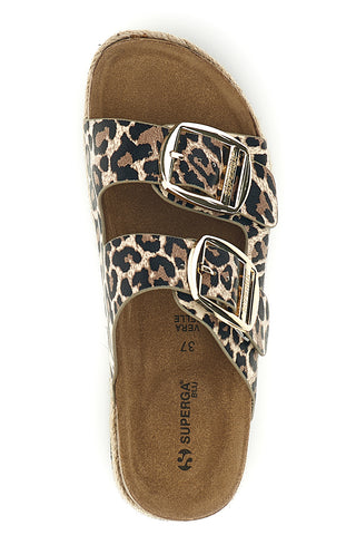 Ciabatte leopardate con doppia fibbia Superga S11Y279