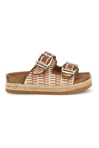 Ciabatte beige e cuoio con doppia fibbia Superga S11Y711