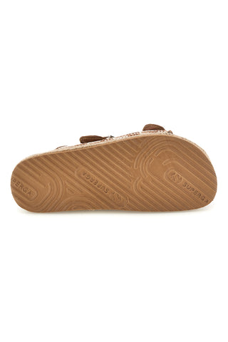 Ciabatte beige e cuoio con doppia fibbia Superga S11Y711