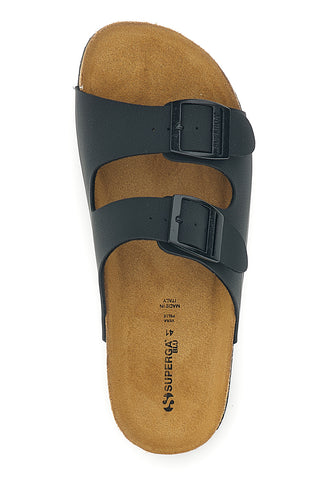 Schwarze Pantoffeln mit doppelter Schnalle Superga S31T618
