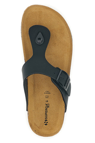 Schwarze Zehenstegslipper mit Superga-Schnalle S31Y285