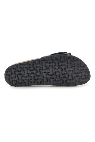 Schwarze Pantoffeln mit Riemen und Maxi-Schnalle Pittarello Sonne SR003
