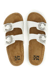 Ciabatte bianche con doppia fascia e fibbie gioiello Me & me H3Y861141