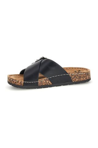 Schwarze Hausschuhe mit gekreuzten Riemen und Schnalle Me & me 3Y861035