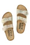 Beige Hausschuhe mit mehrfarbigem Python-Print und doppelter Schnalle Prima riga 14601