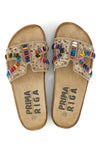 Sandali beige con applicazioni multicolor Prima riga 14219