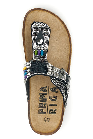 Infradito Nere con perline Prima riga 14172