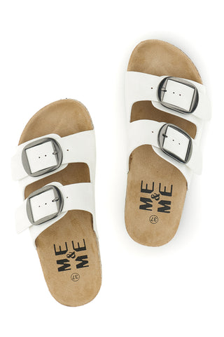 Ciabatte Bianche con doppia fibbia Me & me 1043103