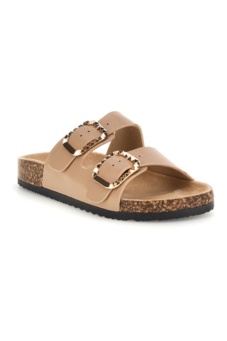 Ciabatte beige con doppia fascia e fibbie decorative Me & Me 14604