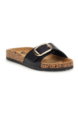 Schwarze Hausschuhe mit Riemen und Schnalle Me & Me 14168