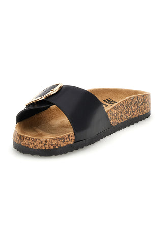 Schwarze Hausschuhe mit Riemen und Schnalle Me & Me 14168