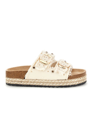 Ciabatte Panna con borchie e brillantini Me & me 12502