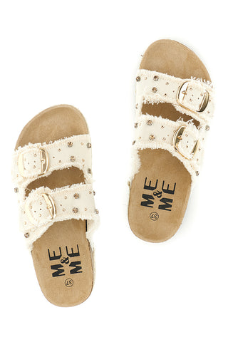 Ciabatte Panna con borchie e brillantini Me & me 12502