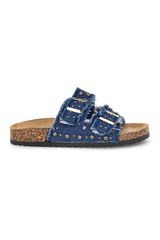 Jeans Hausschuhe mit Nieten und Glitzer Me & me 12502