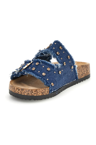 Jeans Hausschuhe mit Nieten und Glitzer Me & me 12502