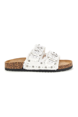 Ciabatte Bianche con borchie e brillantini Me & me 12502
