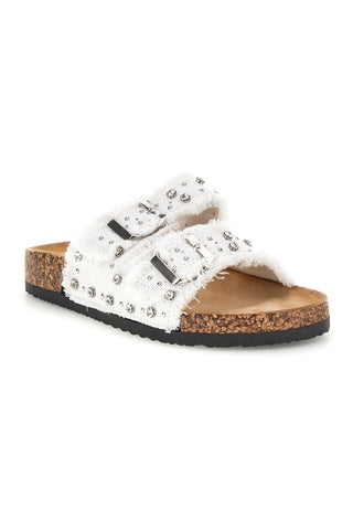 Ciabatte Bianche con borchie e brillantini Me & me 12502