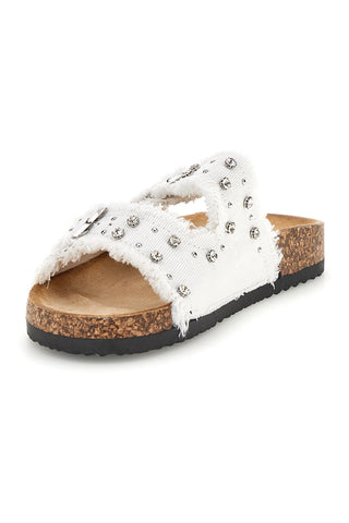 Ciabatte Bianche con borchie e brillantini Me & me 12502