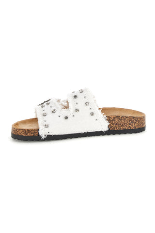 Ciabatte Bianche con borchie e brillantini Me & me 12502
