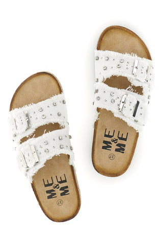 Ciabatte Bianche con borchie e brillantini Me & me 12502
