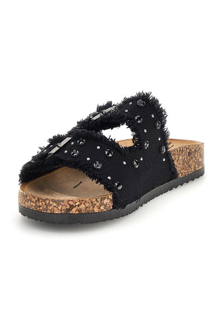 Schwarze Hausschuhe mit Nieten und Glitzer Me & me 12502