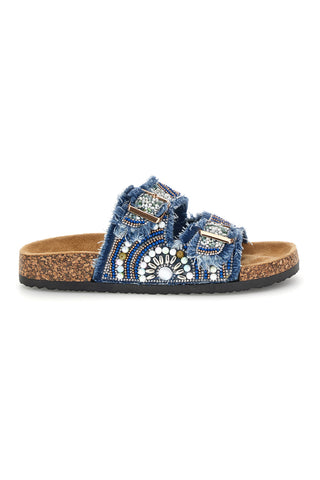 Ciabatte Jeans con strass e doppia fibbia Me & me 15613