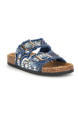 Ciabatte Jeans con strass e doppia fibbia Me & me 15613