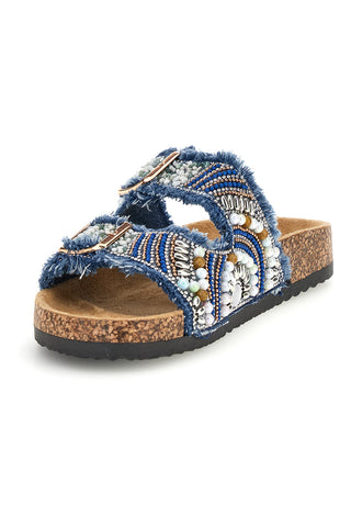 Ciabatte Jeans con strass e doppia fibbia Me & me 15613