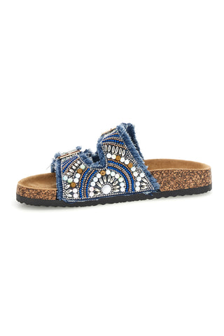 Ciabatte Jeans con strass e doppia fibbia Me & me 15613