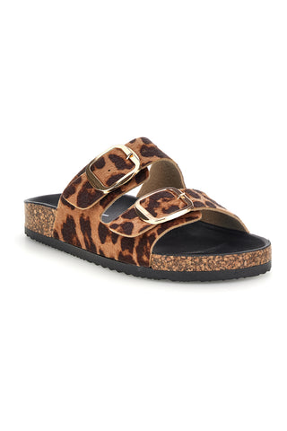 Ciabatte marroni e nere animalier con fibbie Me & Me 15614