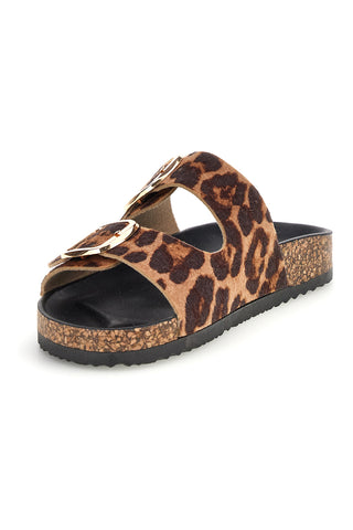 Ciabatte marroni e nere animalier con fibbie Me & Me 15614