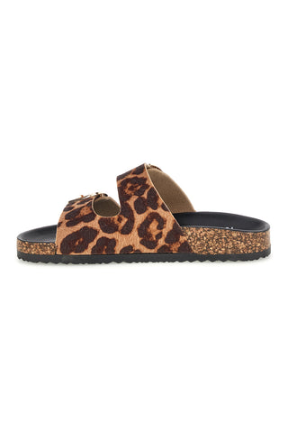 Ciabatte marroni e nere animalier con fibbie Me & Me 15614