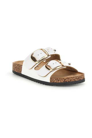 Ciabatte bianche con fibbie e borchie Me & Me 15617
