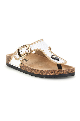 Ciabatte bianche con fibbia e dettaglio decorativo Me & Me 14206