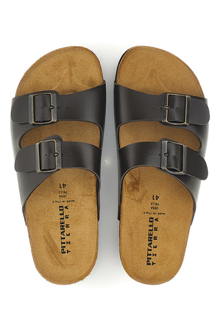 Ciabatte testa di moro con doppia fibbia Pittarello tierra 335A038SR