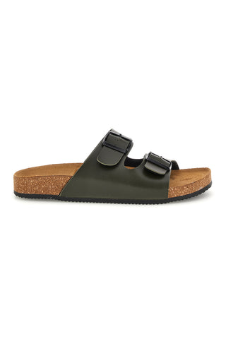 Ciabatte verde militare con doppia fibbia Pittarello tierra 335A038SR