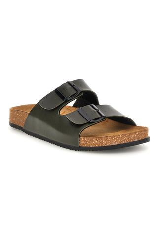Ciabatte verde militare con doppia fibbia Pittarello tierra 335A038SR