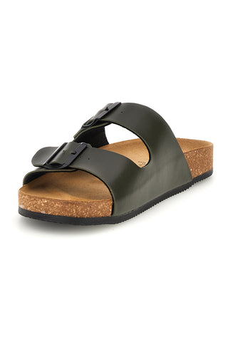 Ciabatte verde militare con doppia fibbia Pittarello tierra 335A038SR
