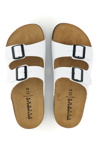 Ciabatte bianche con doppia fibbia Pittarello tierra 335A038SR