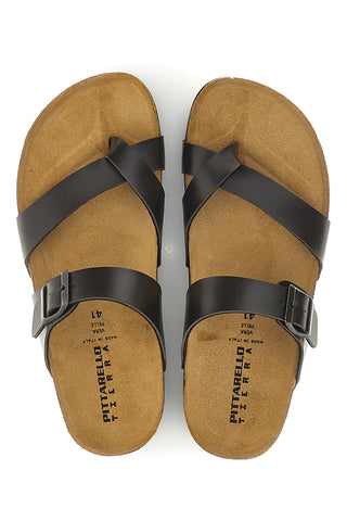 Dunkelbraune Hausschuhe mit Schnalle Pittarello tierra 335A311SR