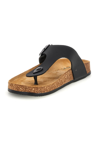 Schwarze Zehenstegslipper mit Schnalle Pittarello tierra 335A2177SR