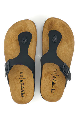 Schwarze Zehenstegslipper mit Schnalle Pittarello tierra 335A2177SR