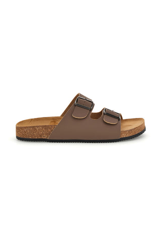 Ciabatte tortora con doppia fibbia Pittarello tierra 335A038SR