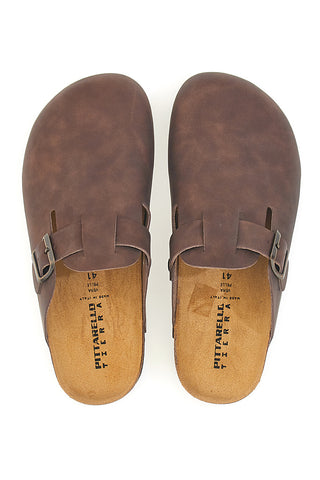 Braune Slipper mit Schnallenverschluss aus echtem Leder Pittarello Tierra 335A013PR