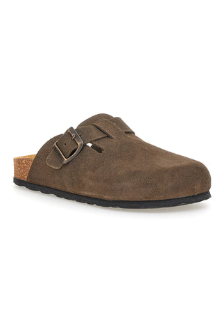 Ciabatte marrone scuro con fibbia in vera pelle PittarelloTierra 335A013PR