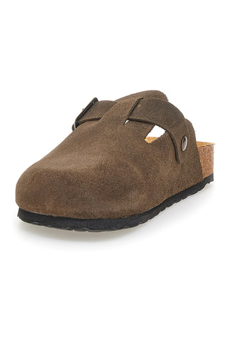 Ciabatte marrone scuro con fibbia in vera pelle PittarelloTierra 335A013PR