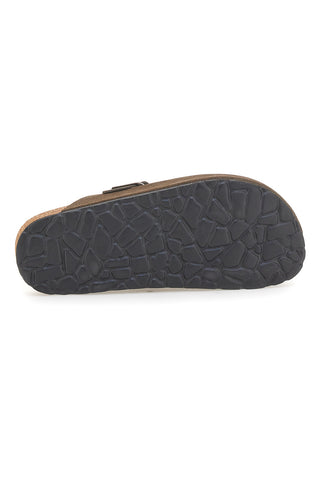 Ciabatte marrone scuro con fibbia in vera pelle PittarelloTierra 335A013PR